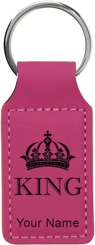 Vista 24 de Llavero rectangular, corona de rey, grabado personalizado incluido, Bambú