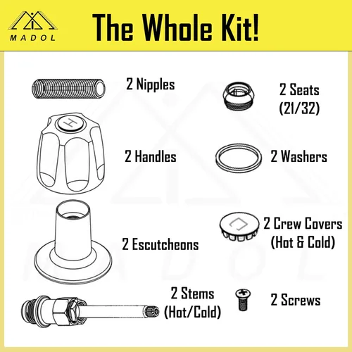 Vista 4 de Kit de reconstrucción para bañera y ducha compatible con Price Pfister – Ver dimensionamiento para el ajuste correcto- Juego