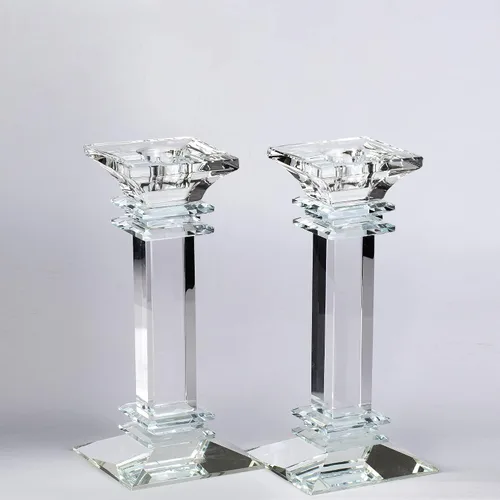 Vista 5 de Juego de portavelas de cristal de 2 a 6 pulgadas de alto, centro de mesa ultra elegante y moderno, decoración del hogar