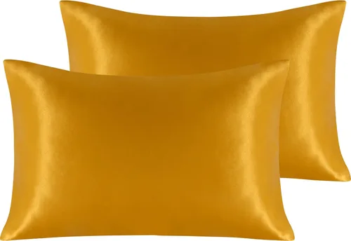 Vista 92 de NTBAY Paquete de 2 fundas de almohada estándar de satén para cabello y piel, lujosas y sedosas fundas de almohada con cierre de sobre, 20 x 26