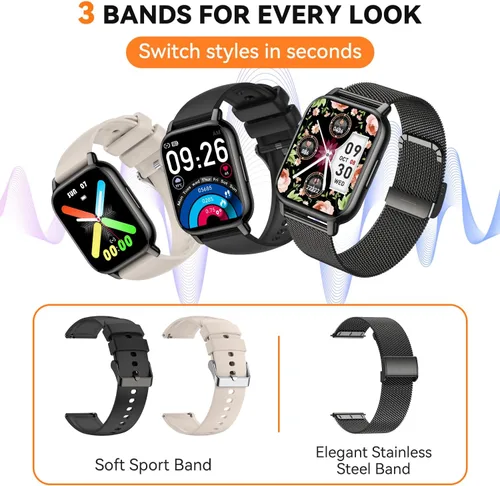 Vista 7 de Reloj inteligente para mujer, reloj inteligente rastreador de actividad física con llamadas Bluetooth y control de voz AI, pantalla HD de 1.85