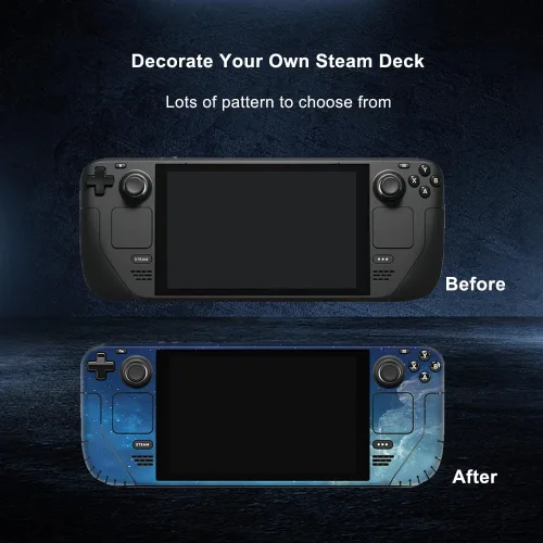 Vista 6 de Skin Wrap Decal Cover for Steam Deck Protective Sticker with One Piece HD Glass Screen Protector for Handheld Gaming PC (Blue)