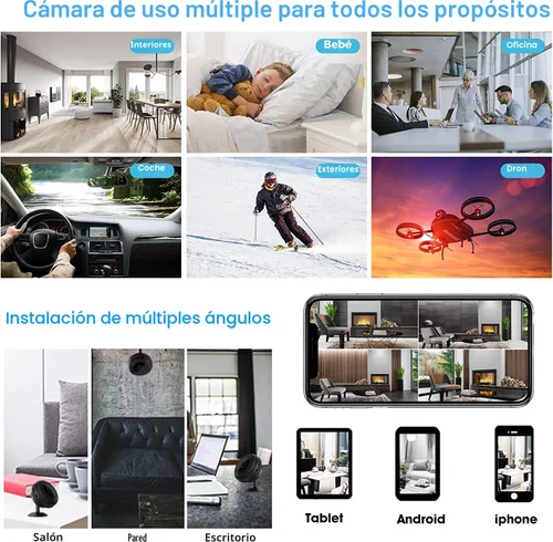 Vista 6 de Cámara inalámbrica HsiaoPun HD 4K WiFi, equipada con funciones de visión nocturna y detección de movimiento