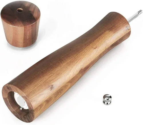Vista 2 de Molinillo de sal y pimienta de madera maciza de 8 pulgadas, molinillo de sal manual de madera, molinillo de pimienta, agitadores recargables