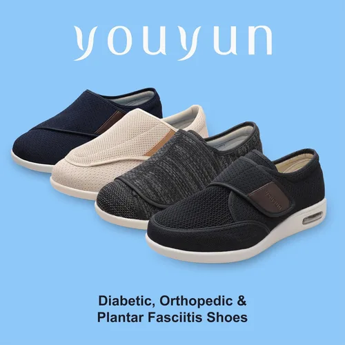 Vista 8 de youyun Zapatos ortopédicos para mujer, zapatos deportivos de ajuste ancho para diabéticos, fascitis plantar y pies hinchados, ligeros, cómodos