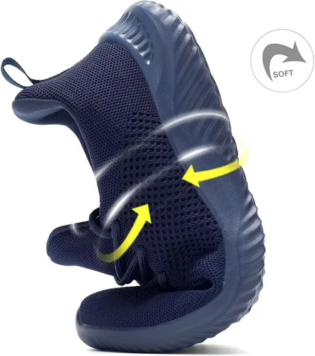 Vista 7 de Zapatos de tenis sin cordones para hombre, ligeros, transpirables, informales, suela suave, malla para el trabajo, gimnasio, tenis