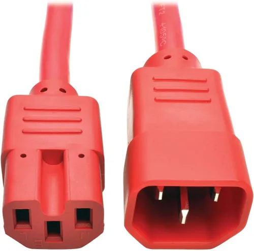 Vista 15 de Tripp Lite Cable de extensión de alimentación resistente de 6 pies, C14 a C15, 15A, 14 AWG, rojo (P018-006-ARD)