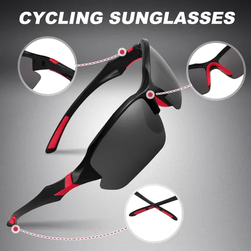 Vista 3 de Paquete de 4 lentes de sol deportivos polarizados para mujeres y hombres, protección UV, para correr, ciclismo, pesca, al aire libre