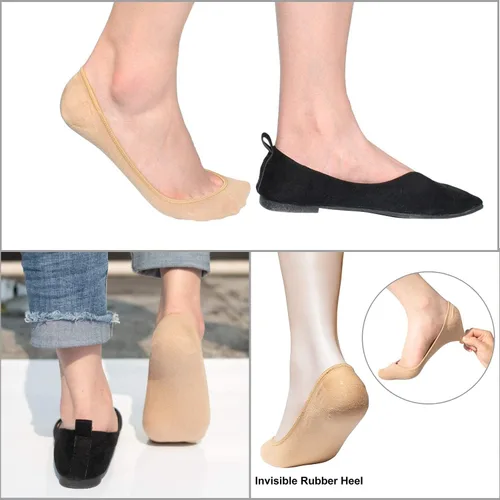 Vista 5 de SIXDAYSOX Calcetines invisibles para mujer, paquete de 4 a 8 unidades, antideslizantes, invisibles, de corte ultra bajo, talla de zapato 5-89-11