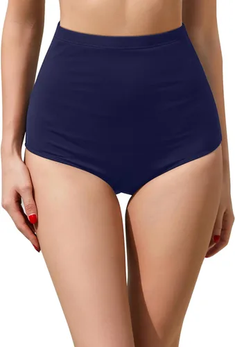 Vista 3 de Tempt Me Parte inferior de bikini de cintura alta para mujer, cobertura completa, control de abdomen, parte inferior de traje