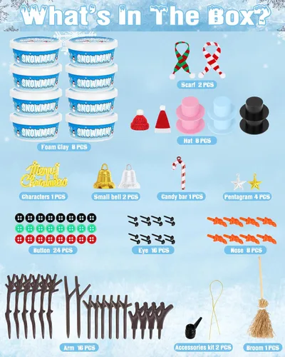 Vista 2 de Kit de manualidades de Navidad, paquete de 8 piezas de muñeco de nieve, adornos de Navidad, kit de construcción de muñeco de nieve, decoración