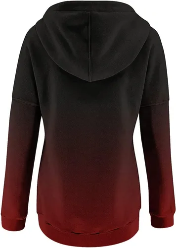 Vista 8 de Sudaderas con capucha para mujer, con cuello de botón, sin botones, con cordón, manga larga, lindas, ropa para adolescentes y niñas