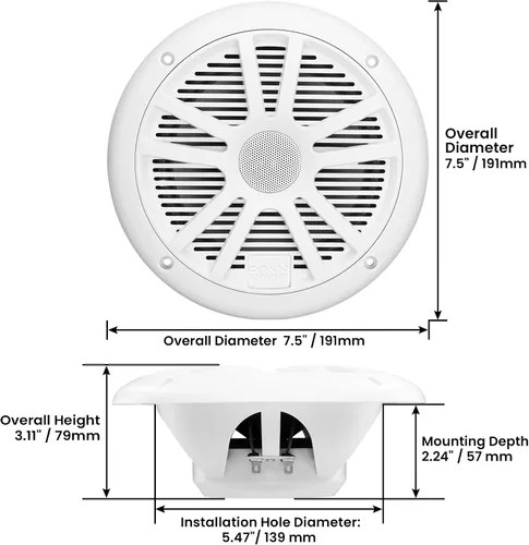 Vista 2 de BOSS Audio System gama completa – Altavoces marinos resistentes a la intemperie de 2 vías, se venden en pares