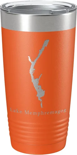 Vista 9 de Lake Memphremagog Map Tumbler Travel Mug Insulated Laser Engraved Coffee Cup Vermont Quebec 20 oz Black