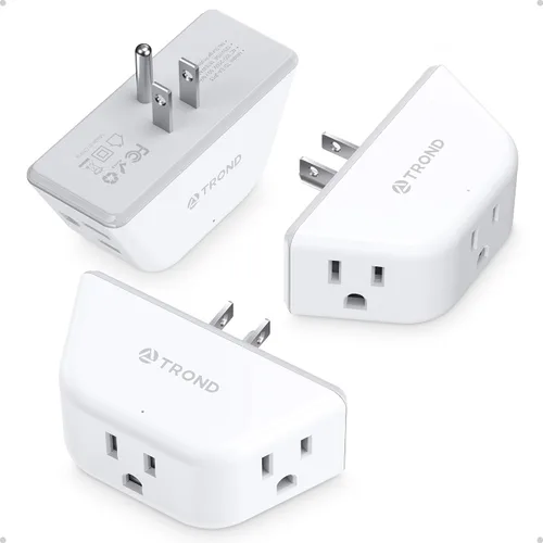 Vista 12 de TROND Extensor de salida con USB, divisor de pared con 2 tomas AC, 3 puertos USB, adaptador de enchufe de pared de diseño de 3 lados, elementos