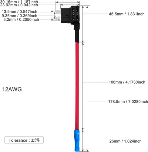 Vista 2 de Chanzon 5 piezas 12 awg Adaptador de llave de fusible de circuito adicional ATC/ATO/Soporte de fusible estándar para 35A Automotriz Coche Motocicleta