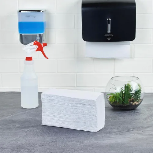 Vista 3 de Restaurantware Paquete de 250 toallas de papel multipliegue de 9.5 x 9.25 pulgadas, absorbentes para secar las manos, limpieza de derrames Blanco