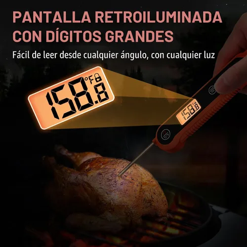 Vista 4 de TempPro - Termómetro digital de lectura instantánea para carne, para asar a la parrilla, termómetro impermeable para alimentos con retroiluminación
