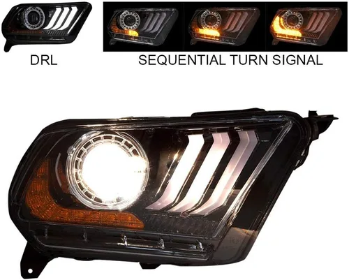 Vista 6 de Winjet Serie Renegade compatible con 2010 2011 2012 S197 Ford Mustang S550 estilo LED DRL proyector secuencial rendimiento mercado de accesorios par
