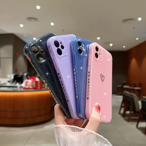 Vista 5 de Funda compatible con iPhone 11, diseño de corazón de amor, TPU suave a prueba de golpes, funda protectora con purpurina brillante para iPhone 11