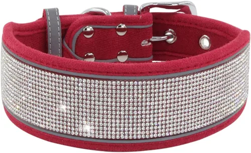 Vista 8 de Serijoars Collar de perro con diamantes de imitación, deslumbrante, suave, cómodo, reflectante, collar para perro grande, collar de diamantes