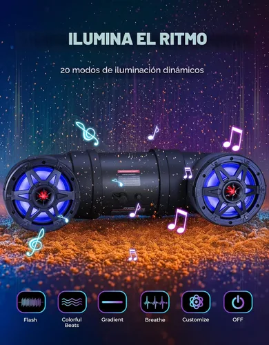Vista 2 de KEMIMOTO Altavoz ATV de 6.5 pulgadas, conectividad Bluetooth, barra de sonido ATV UTV con 20 modos de luz RGB, 2 altavoces de rango completo, 2