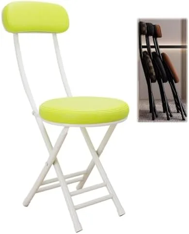 Vista 11 de Compact Foldable Bar Stool with Backrest & Round Cushion - Space-Saving Portable Chair for Kitchen, Dining, Living Room, Office & Balcony - Stylish
