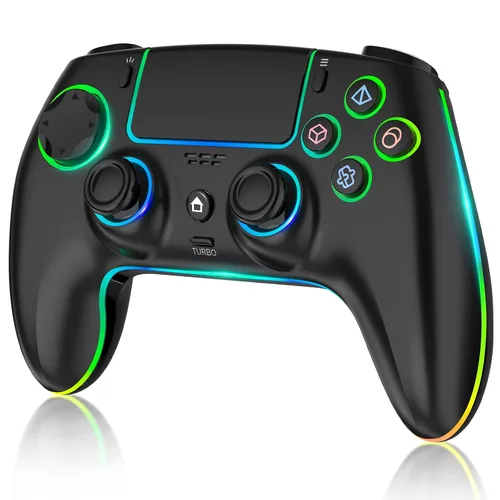 Vista 11 de MYSTILUCK Wireless Pro Controller for PS5/Pro/PC/MAC/Mobile/Steam Deck, Gamepad with 7 Color RGB Lighting/Hall Effect