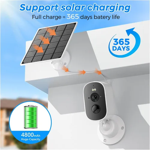 Vista 2 de Cámara de seguridad solar inalámbrica para exteriores 1080P Verde