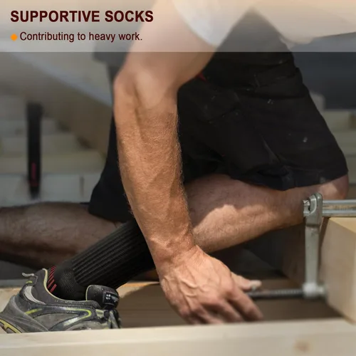 Vista 8 de BULLIANT Calcetines deportivos para hombre, calcetines deportivos de compresión acolchados para hombres, para correr al aire libre, senderismo, arco