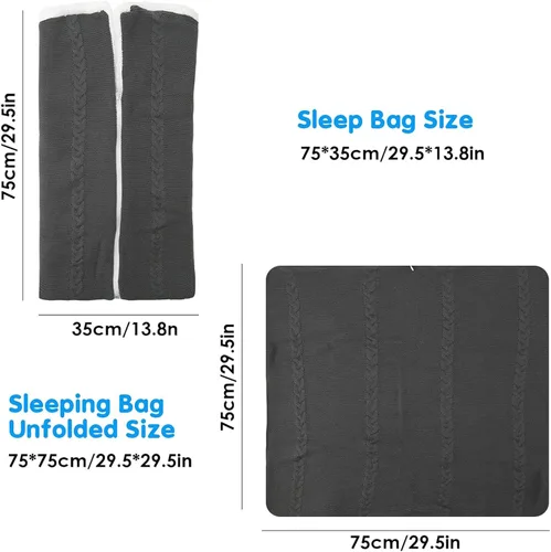 Vista 6 de Manta para envolver al bebé, saco de dormir de punto de forro polar, manta suave y cálida para siesta más terciopelo para bebés niños y niñas de 0 a