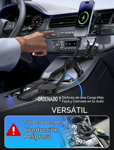 Vista 6 de Cable de carga retráctil USB a cable de carga rápida tipo C múltiple de 5A