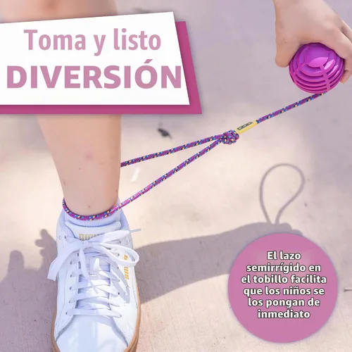 Vista 4 de Just Jump It Tobillo Skip Ball Rueda Plegable Saltar Cuerda para Niños Equipo de Ejercicio y Juguete de Agilidad - Rosa