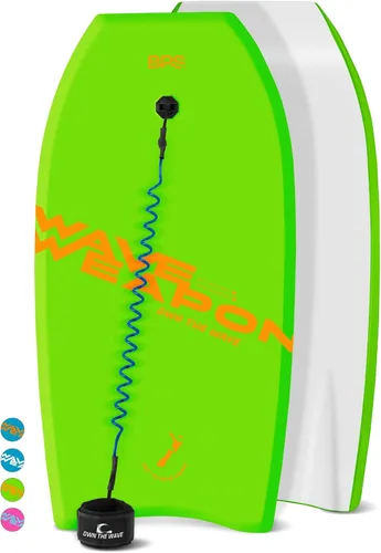 Vista 8 de Bodyboard 'Wave Weapon' para Todas las Condiciones de Olas - Ligera con Núcleo EPS Fondo Liso HDPE Bodyboards para Playa con Correa de Muñeca