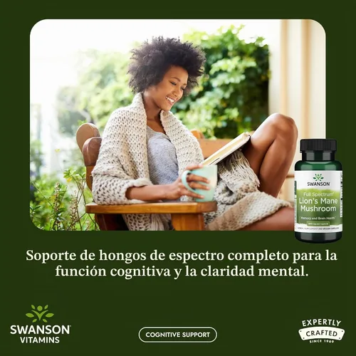 Vista 2 de Suplemento vitamínico de Swanson de espectro completo. Hongo Melena de León. 500 mg, Swanson-SW1096, 1