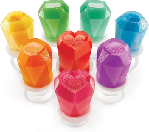 Vista 3 de ZOKU Moldes para anillos – 8 moldes de silicona para paletas con palitos de anillo reutilizables, hace que las paletas de hielo en forma de gemas