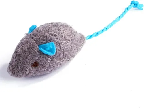 Vista 3 de Juguete interactivo para gatos, juguete de peluche en forma de ratón (3 unidades)