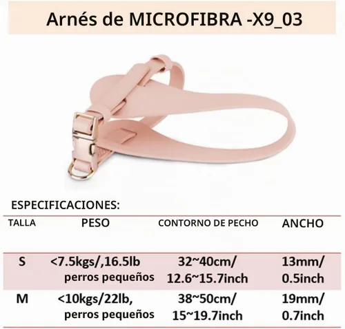 Vista 6 de Arnés de cuero de microfibra para perro mediano, arnés para perro sin tirones, fácil de llevar, impermeable, correas de doble capa, herrajes