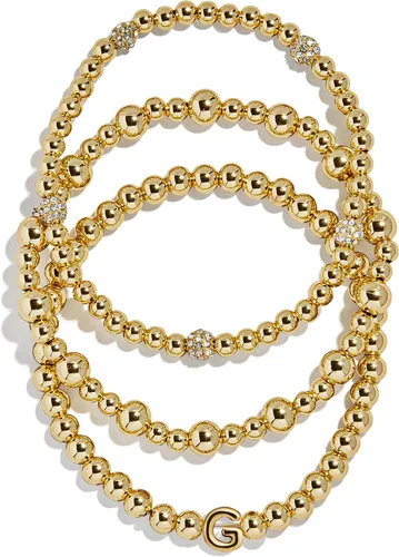 Vista 7 de BaubleBar Juego de pulsera Pisa para mujer, tres pulseras de cuentas chapadas en oro, joyería de moda, regalo de moda