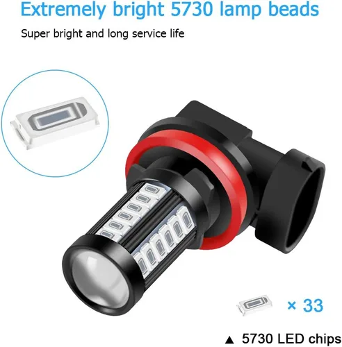 Vista 3 de Bombillas LED antiniebla H8 H9 H11 DRL 2800 lúmenes, Xtreme, superbrillantes, 5730, 33-SMD, 12 V, bombillas LED de repuesto para automóviles, Azul
