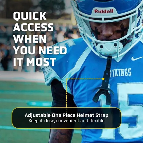 Vista 4 de Vettex Doubleguard Protector bucal con Protección de Labios - Adulto, Aguamarina Football, Lacrosse, MMA, Boxing, Adjustable Helmet Strap, Braces