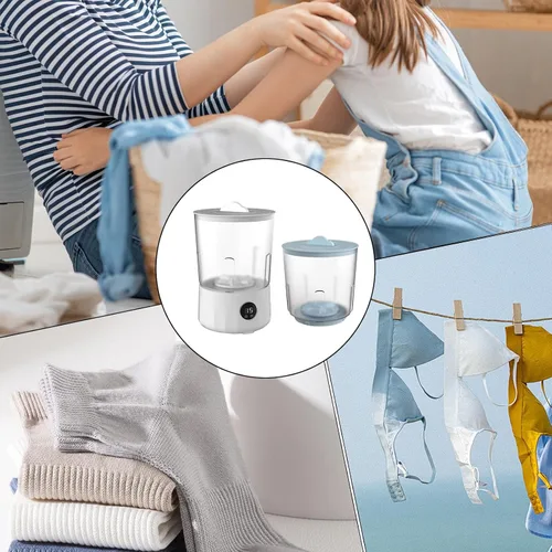 Vista 8 de Lavadora - Lavadora portátil Lavadoras portátiles para apartamentos Mini limpiador con 2 cubos para brasieres, calcetines, ropa de bebé, bragas