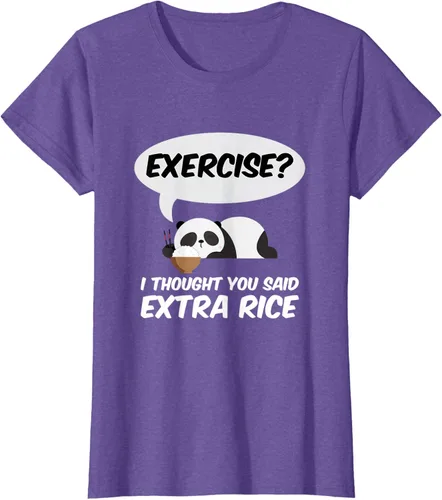 Vista 21 de ¿Ejercicio? I Thought You Said Extra Rice Panda Gift T-Shirt, Negro, S