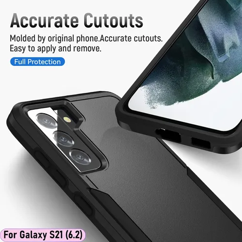 Vista 5 de Funda híbrida de doble capa para Galaxy S21 de 6.2 pulgadas, resistente a los golpes, resistente a los golpes, con 1 soporte magnético