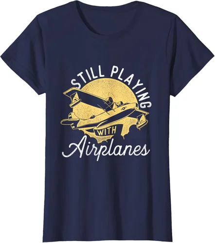 Vista 36 de Still Playing With Airplanes - Camiseta de control remoto RC Avión Piloto, Negro