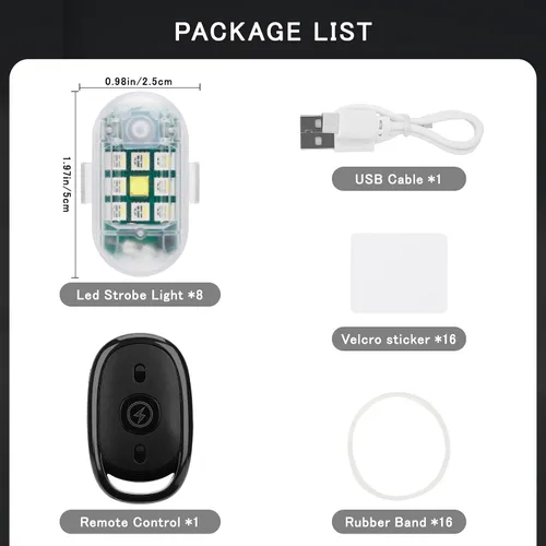 Vista 8 de SEISSO 8-Pack de luces estroboscópicas LED inalámbricas con control remoto anticolisión, carga USB, luces de advertencia de peligro, kit de luces