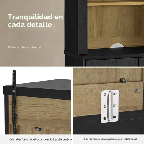 Vista 7 de mopio Blake Centro de entretenimiento de 4 piezas con almacenamiento, cómoda gabinete de almacenamiento modular de granja moderna soporte para TV