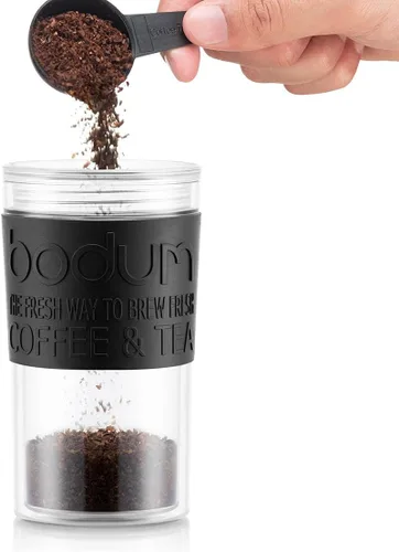 Vista 3 de Bodum Aislado 11102-01s - Pistón con tapa abatible, 0,35 litros, negro, transparente, plástico, 3.5 in