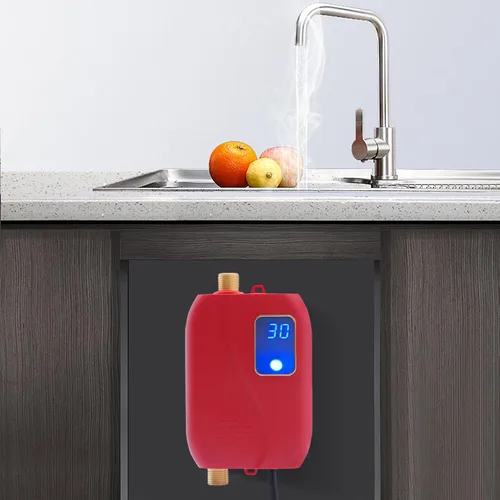 Vista 5 de Calentador de agua eléctrico sin tanque, 110 V, 3000 W, portátil, a pedido, calentador de agua caliente instantáneo, mini sistema de calefacción