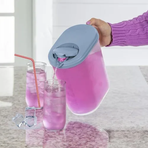 Vista 4 de Jarra de agua de 1 galón con tapa y boquilla giratoria, diseño delgado para Gris